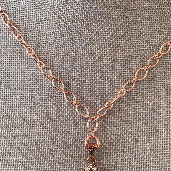 ✝️Copper Tone Jewel Encrusted Cross Necklace - Picture 4 of 5